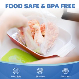 Bagtron 11" x 14" Plastic Produce Bag on a Roll for Food Storage Fruits, Vegetables and Bread, 0.5 Mils HDPE Flat Bags, Clear, 500 Count