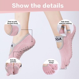 5Pair Women Pilates Socks Non-Slip with Grips for Yoga Barre Dance Soft Comfortable Breathable Sweat-Absorbing and Durable Sport Socks
