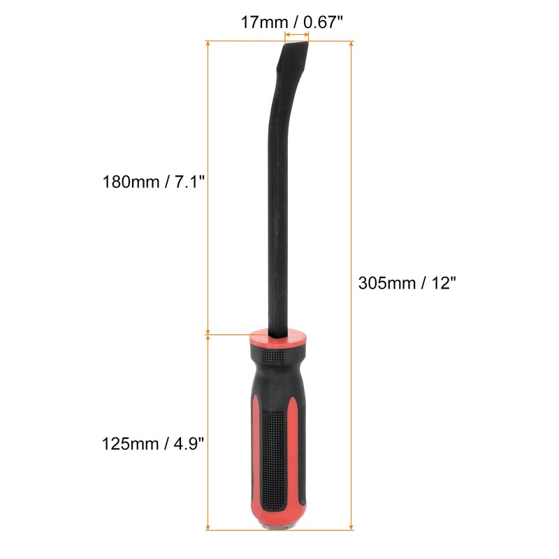 sourcing map Angled Tip Pry Bar 12 Inch CR-V Curved