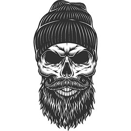 LLStickers Stocking Cap Skull Helmet Motorcycle Truck Window Laptop, 5 inch Tall
