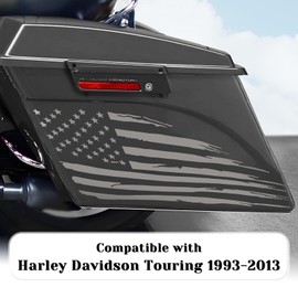 Fits 1993-2013 Harley Davidson Touring American Flag Saddle Bag Side Decals Exterior SaddleBag Vinyl Cover Accessories Black