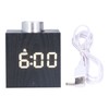 LED Knob Alarm Clock Digital Thermometer Display Imitation Wood Grain