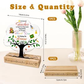 KATIMI Acrylic Plaque Teacher Gifts, Thank You Gift for Leaving Retirement, Tree Graduation Gifts with Wooden Base, Teacher End of Term Gift for Women Man