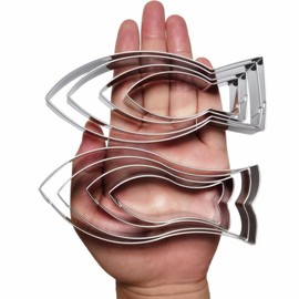 Large Size Fish Shaped Cookie Cutter Set of 8 pcs, Stainless Steel Jesus Fish Fondant Cutters, 4 pcs Fork Tail Fish + 4 pcs Flat Tail Fish, 5.3/4.6/3.5/2.8 inches