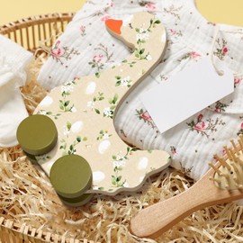 Yousoontic 2 Pcs Wooden Silly Goose Table Decorations Silly Goose with Floral Prints Centerpieces for 1st Birthday Party and Themed Events Baby Shower Photo Props