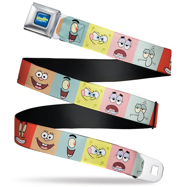 Nickelodeon Belt, Seatbelt Buckle Belt, SpongeBob Squarepants and Friends Expressions