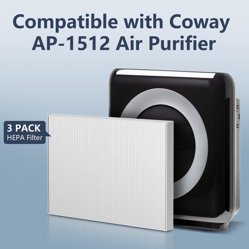 3 Pack AP-1512HH Replacement Filter Compatible with Coway Airmega AP-1512HH