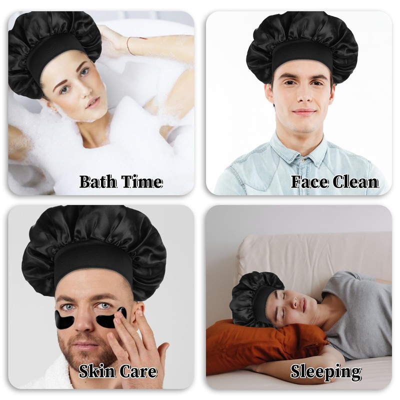 COMNICO Silk Bonnet, Satin Bonnet, Double Layer Silk Cap, Sleep