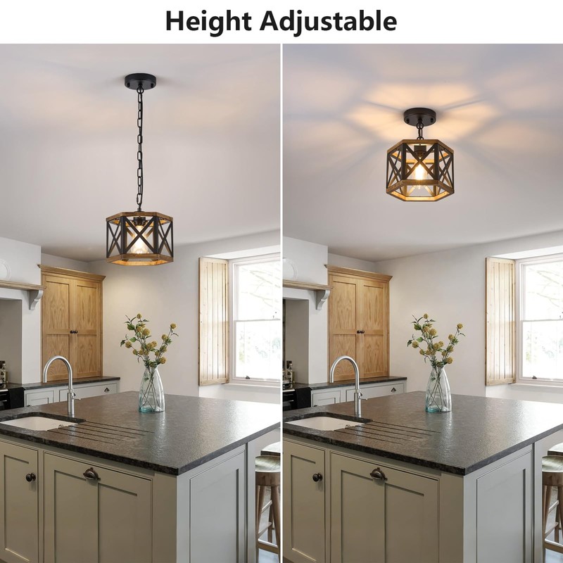 2 Pack Rustic Farmhouse Pendant Light Kitchen Island, Hanging Light