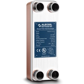 ALECOIL 3"x8" 10 Plates Heat Exchanger with 3/4" MPT Port Water to Water 316L Stainless Steel Brazed Plate Heat Exchanger for Water Heating, Floor Heating, Commercial and Industrial Refrigeration