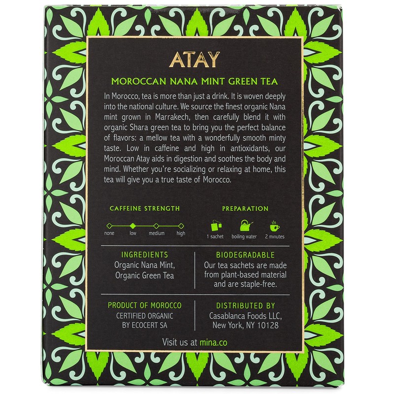 Mina Atay Moroccan Nana Mint Organic Green Tea, 15 Biodegradable