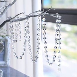 H&D Cadena de abalorio de vidrio de 6 pies para araña, boda, decoración de árbol de Navidad, adorno de vidrio