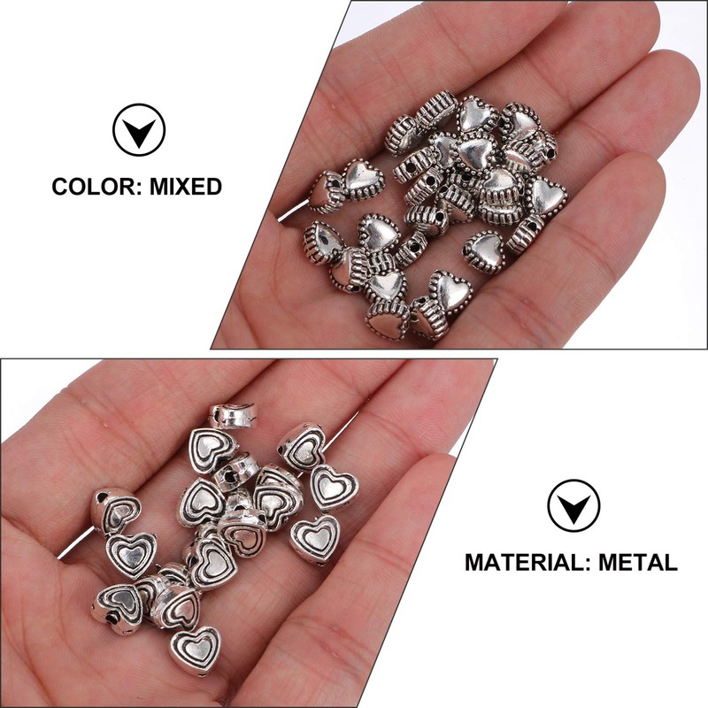 Tofficu Bulk Jewelry Supplies 100pcs Heart Shape Spacer Beads for