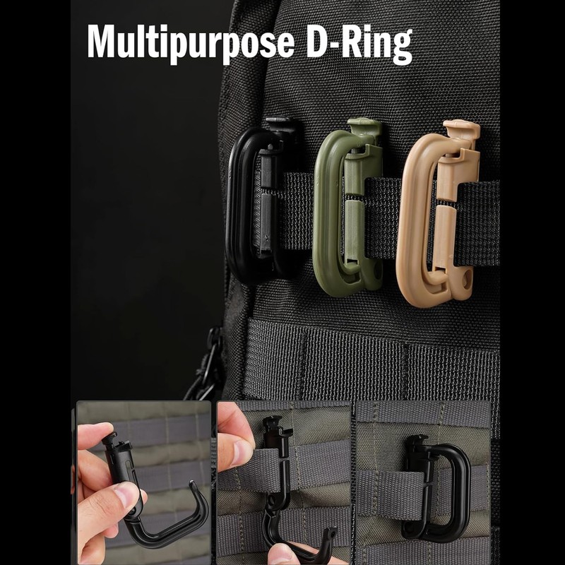 10 Pcs Multipurpose D-Ring Grimlock Locking Hanging Hook Tactical Link