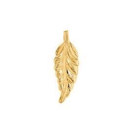 Solid 14k Yellow Gold Bohemia Leaf Feather Charm Pendant