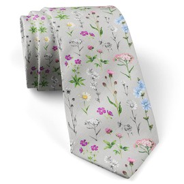 ( Watercolors Wild Flowers ) Fashion Novelty Necktie, Conversation Neckwear Ties Great for Party and Events