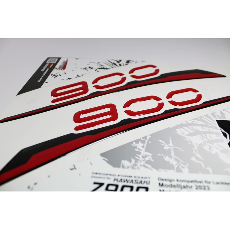 Tankpad Motorcycle Sticker Decal Compatible with Kawasaki Z900 Red Silver