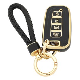 Arruweer Key Fob Cover Fit for Kia Borrego Forte Optima Sorento Soul Sportage Rio Hyundai Azera Sonata Veloster Equus Elantra Genesis Key Protector Case