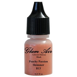 Glam Air Airbrush B13 Peachy Passion Shimmer Blush Water-based Makeup 0.25 Oz by Glamair