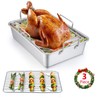E-far 14 x 10.6 Inch Roasting Pan, Stainless Steel Turkey