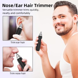 SHOBES Nose Hair Trimmer Painless Rechargeable Ear and Eyebrow Trimmer Professional with Dual Edge Blades NS02