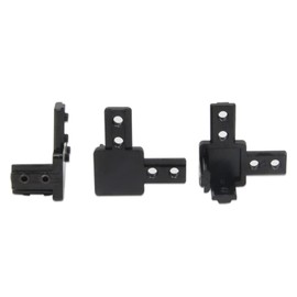 Zeberoxyz 4 Pieces Black 3 Way 3030 Series End Deck Mount with M6 Screws for 8mm Slotted T Shape Aluminum Extrusion Profile Accessories (Series 3030)