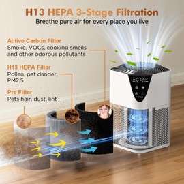 Air Purifiers for Home Large Room up to 1750 Sq Ft, H13 True HEPA Filter Air Purifiers for Bedroom Smoke/Pet Dander/Pollen, 25dB Quiet with Fragrance Diffuser