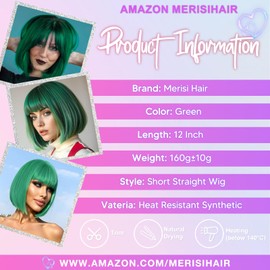 MERISIHAIR Short Silver Gray Bob Wigs with Bangs,Short Straight Bob Silver Grey Wigs for Women,Natural Looking Cosplay Daily Party Wig