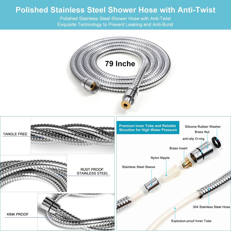 Umyder Handheld Shower Head with ON/OFF Switch,Detachable 8 Mode High