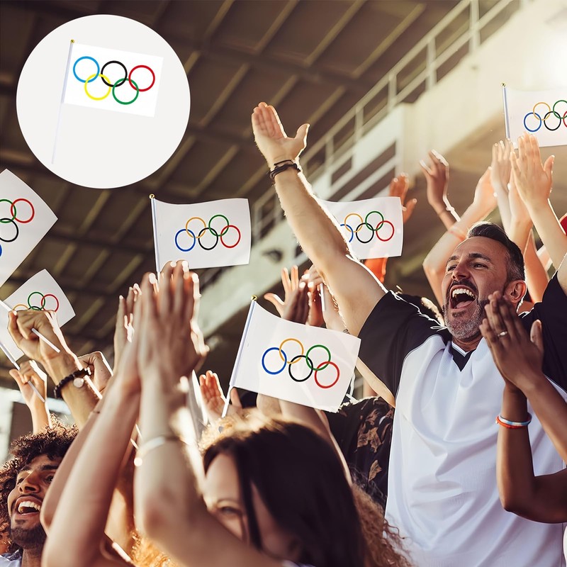 10pcs Small Oly Flags on Sticks for Olympic 2024 Decorations,Olympic