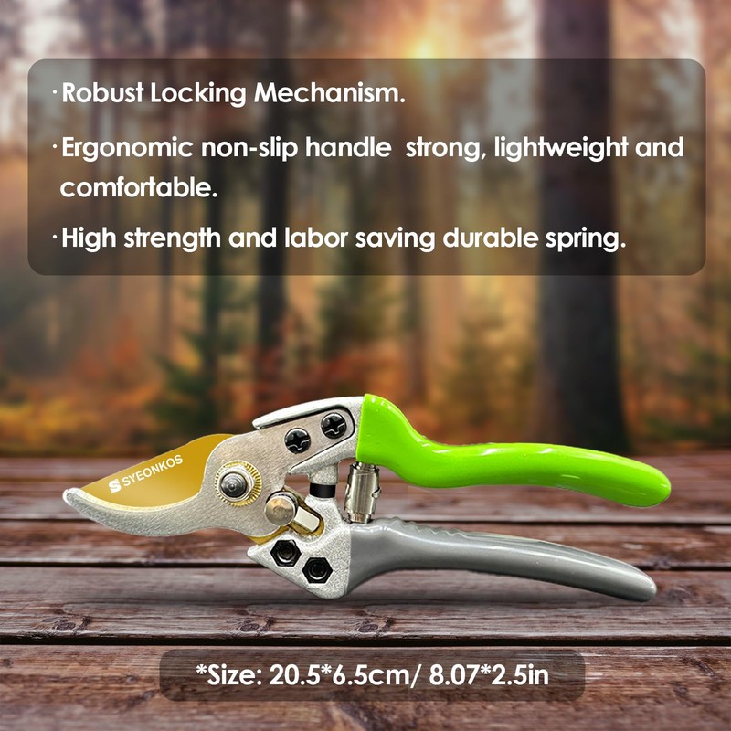 SYEONKOS Secateurs, Secateurs & Pruning Scissors, 8 Inch Garden Secateurs,