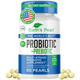 Earth's Pearl Probiotics for Women & Men & Kids - Pearl-Shaped Probiotic & Prebiotics with BIO-Tract®, 4 Billion CFU, Gut Health Support (60-Day Supply)