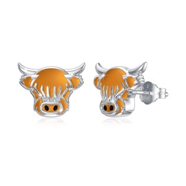 Highland Cow Earrings for Women,Sterling Silve Highland Cow Earrings Cute Scottish Cow Studs Hypoallergenic Jewelery Easter Mother's Day Gifts