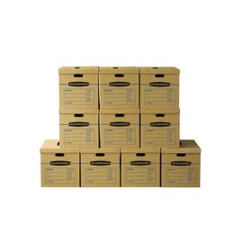 Bankers Box Large Classic Moving Box 10 Pack, Reinforced Handles, Tape-Free Assembly, Box with Lid, 21-in x 17-in x 17-in (7718202)