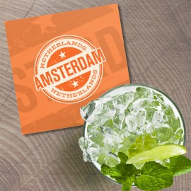 Unbranded Amsterdam Netherlands Grunge Travel 4'' X 4'' Square Wooden Coaster