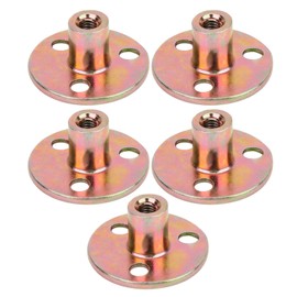 Tee Nut - Iron Plate Nut, Galvanized T Nut Flange with Round Base, 3 Hole Locking M10 Brad Hole Tee Nuts for Furniture Hardware, Furniture Hardware Flange Insert Female Thread T-Nut(Pack of 5)