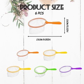 Pack of 6 Children's Fishing Nets for Children, Lightweight and Ergonomic Design, Ideal for Outdoor Adventures and Water Features, Colours: Yellow, Green, Purple, Orange