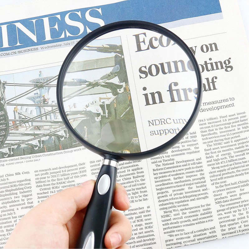 Handheld Magnifying Glass 2X 4X Handheld Reading Magnifier Skid Resistance