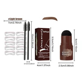 Eyebrow Stencil & Eyebrow Stamp & Eyebrow Brush Set, 1 Box Waterproof Natural Eyebrow Shading & Filling Makeup Kit, Eye Brow Makeup Products - Color: Dark Brown, Net Weight: 1 box