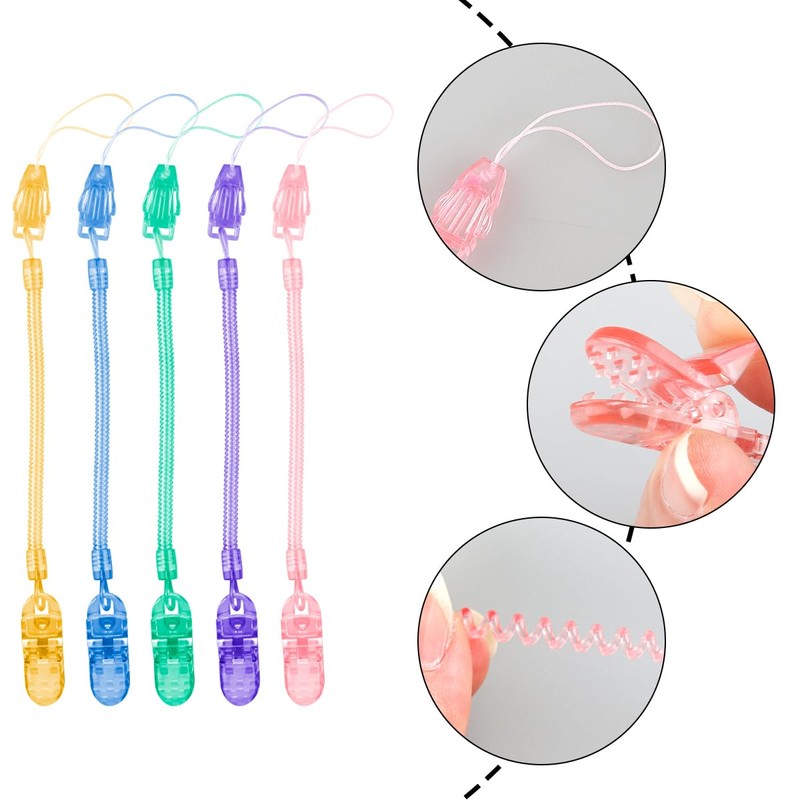 Thyonta 5PCS Soothing Baby Pacifier Fixing Lanyard Clip Sturdy and