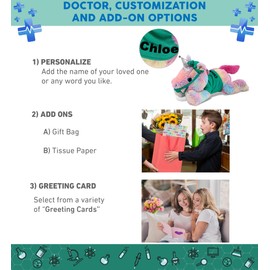 DolliBu Laying Rainbow Unicorn Doctor Plush Toy - Super Soft Unicorn Doctor Stuffed Animal Dress Up with Scrub Uniform and Cap Outfit - Fluffy Doctor Toy Plush Gift - 16 Inches