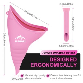IUAOWEI Female Urination Device, Reusable Silicone Female Urinal, Pee Funnel for Women, for Travel, Camping, Boating, Outdoor, Hiking (Pink)