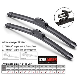 ICBEAMER 19"+19" OEM Quality Premium All Season U or J Hook Bracketness Automotive Windshield Wiper Blade for Original Equipment Replacement, Superior Visibility, Durable Rubber, Easy Installation