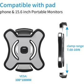 Pholiten Universal VESA Mount Adapter for Tablets, 2-in-1 Laptops, & 15.6 inch Portable Monitors, VESA 100x100, Adjustable Laptop Holder, Extend to 7.68-10 inch