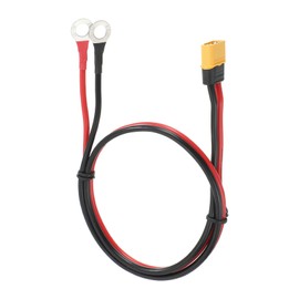 MECCANIXITY XT60 to O Ring Terminal Cable, 12AWG 2 ft Tinned Copper XT60 Male to 2 O Ring Connector Extension Cable UL2468 for RC Batteries, Portable Power Station