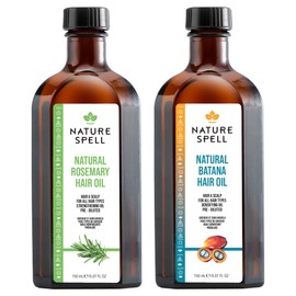 Nature Spell Hair Growth Duo with Rosemary & Batana Oils, Pre-Diluted Oil Set to Promote Growth & Strengthen Dry, Damaged Strands, For All Hair Types, Vegan, Pack of 2, 150ml Each