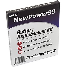 Battery Kit for Garmin Nuvi 265W with Video Instructions, Tools, and Extended Life Battery from NewPower99