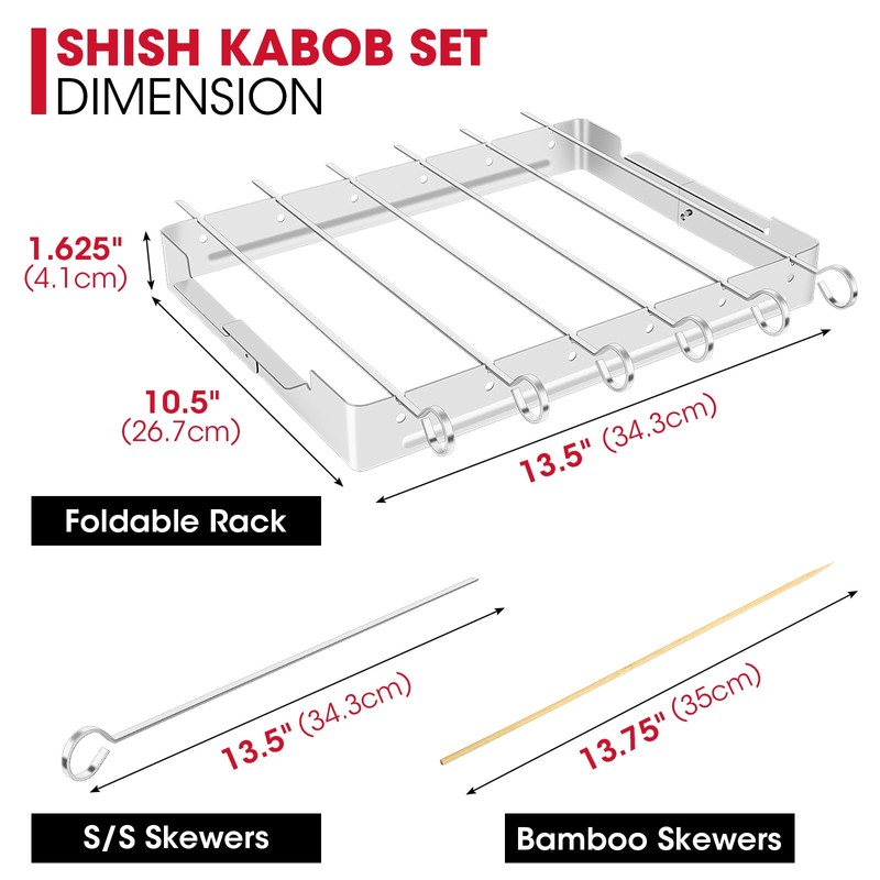 Unicook Upgraded Stainless Steel BBQ Shish Kabob Set, Large Foldable