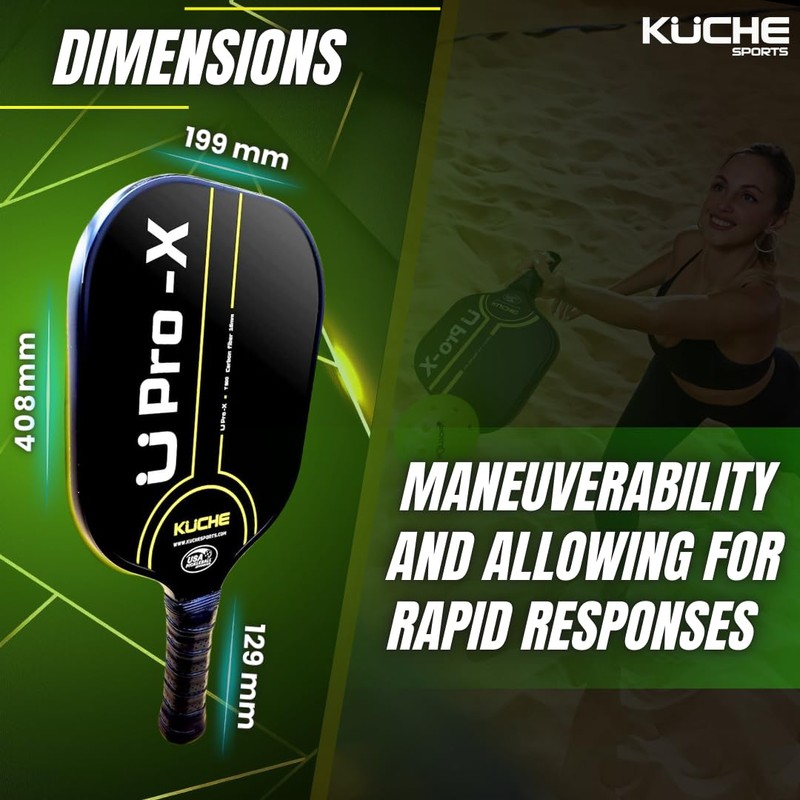 Kuche U PRO-X | T-800 Carbon Fiber Pickleball Paddle -
