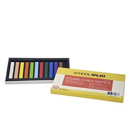 School Smart Square Chalk Pastels, Assorted Colors, Set of 12